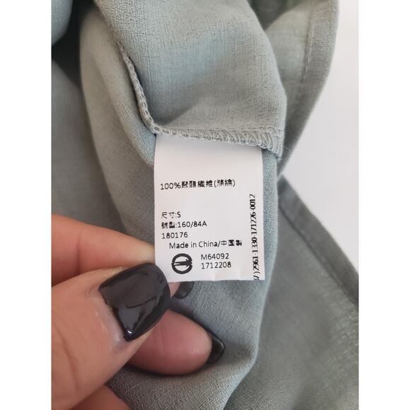 YOCO Dress Womens Small Sage Green Long Sleeve Ruffle Collar Floral Applique - Picture 13 of 16